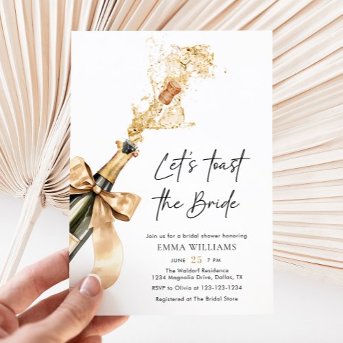 Chic Elegant Champagne Lets Toast Bridal Shower Invitation