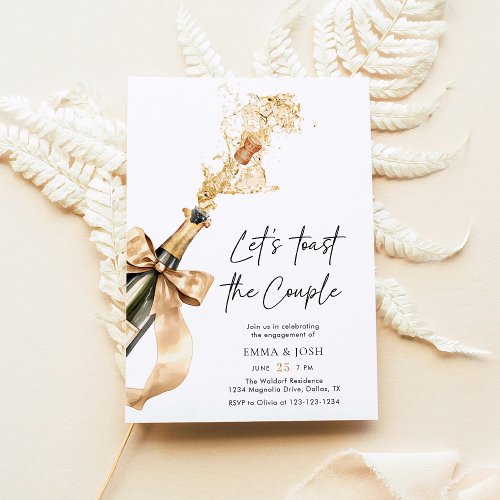 Chic Elegant Champagne Toast Gold Engagement Party Invitation