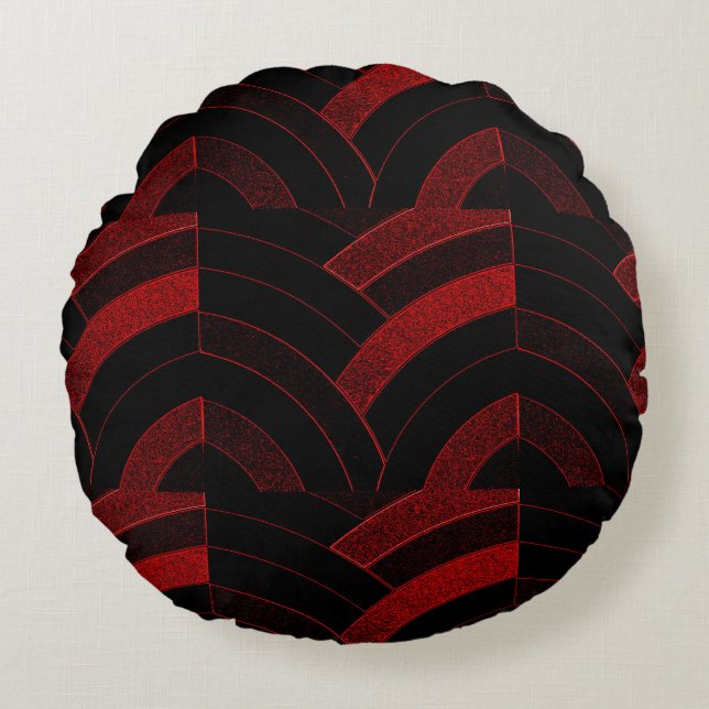 chic elegant contemporary chevron round pillow (Front)