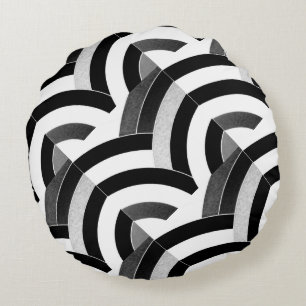 chic elegant contemporary chevron round pillow