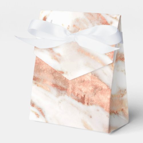 Chic Elegant Copper Rose Gold Foil Marble Favor Boxes