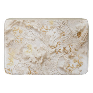 Chic,Elegant Creams & leather flower texture look Bath Mat