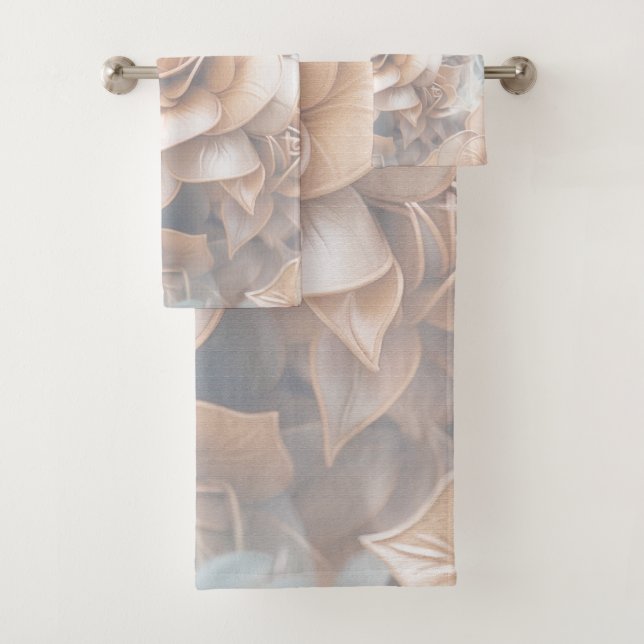 Chic,Elegant Creams & leather flower texture look Bath Towel Set (Insitu)