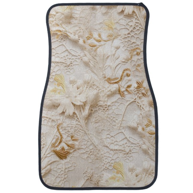 Chic,Elegant Creams & leather flower texture look Car Floor Mat (Front)