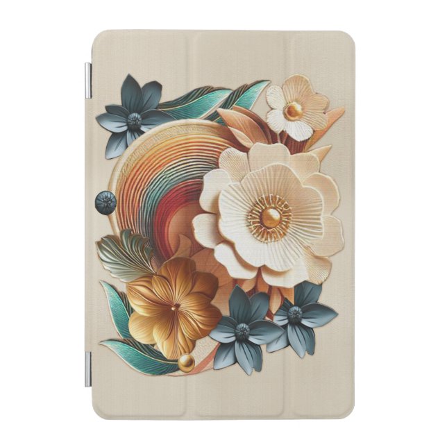Chic, Elegant Creams & leather flower texture look iPad Mini Cover (Front)