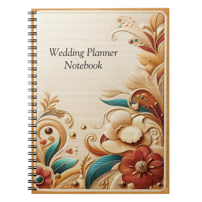 Chic, Elegant Creams & leather flower texture look Notebook (Front)