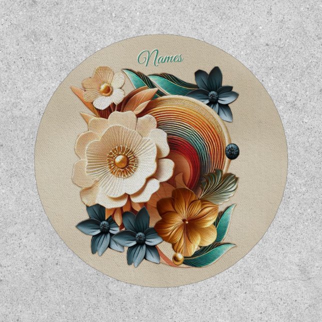 Chic, Elegant Creams & leather flower texture look Patch (Front)