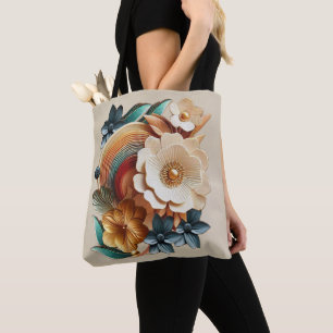 Chic, Elegant Creams & leather flower texture look Tote Bag