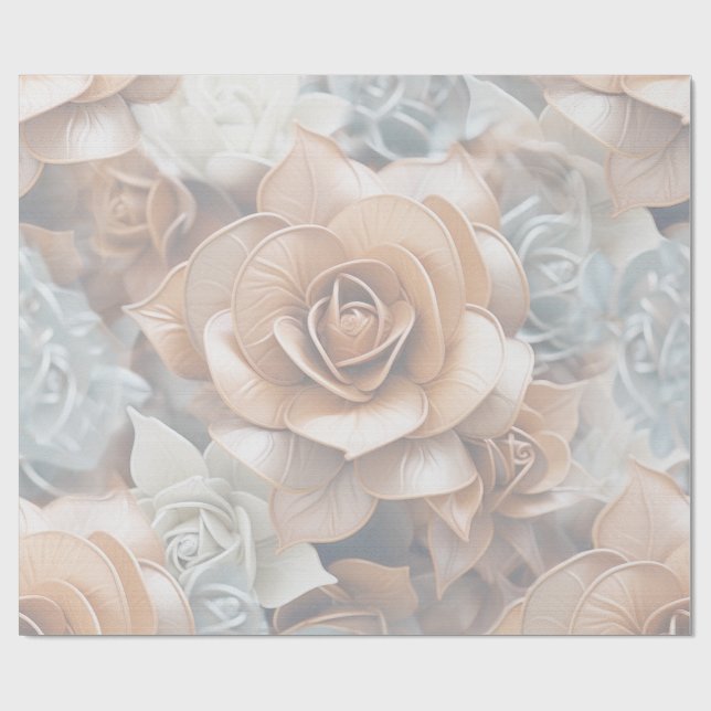 Chic, Elegant Creams & leather flower texture look Wrapping Paper (Flat)