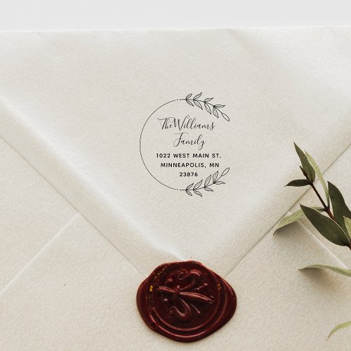 Chic Elegant Custom Family Name Return Address Rubber Stamp