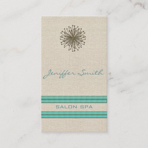 Chic elegant dandelion turquoise stripes business cards