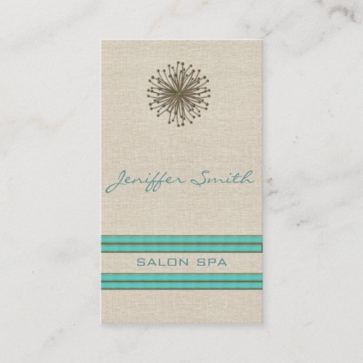Customizable Chic elegant dandelion turquoise stripes business cards