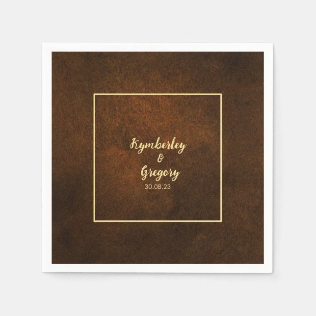 Chic Elegant Dark Brown Textured Napkins (Front)