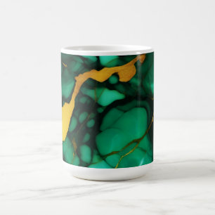 Chic Elegant dark green golden yellow Faux Marble  Coffee Mug