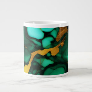 Chic Elegant dark green golden yellow Faux Marble  Giant Coffee Mug