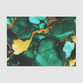 Chic Elegant dark green golden yellow Faux Marble Tissue Paper