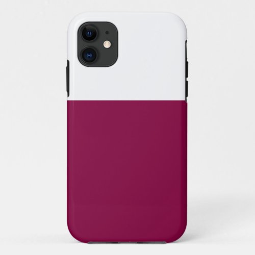 Chic Elegant Deep Cranberry Red White Color Block iPhone 11 Case