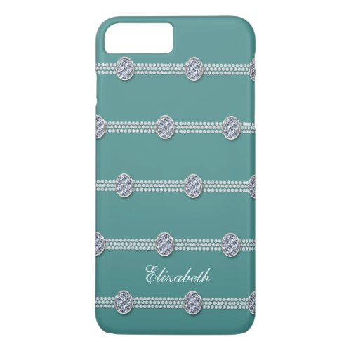 Chic Elegant Diamonds Pearls  Teal Glam iPhone 8 Plus7 Plus Case