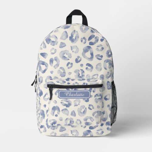 Chic Elegant Dusty Blue Ivory Leopard Print Cool Printed Backpack