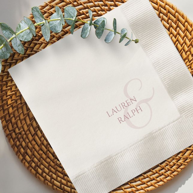 Chic & Elegant Dusty Pink Rose Script Wedding  Napkins (Creator Uploaded)