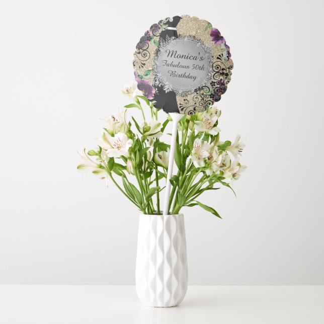 Chic Elegant Fabulous 50th Birthday  Balloon (Vase)
