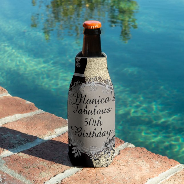 Chic Elegant Fabulous 50th Birthday Customized    Bottle Cooler (In Situ Pool)
