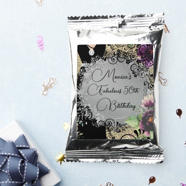 Chic Elegant Fabulous 50th Birthday Customized Coffee Drink Mix (Packets)