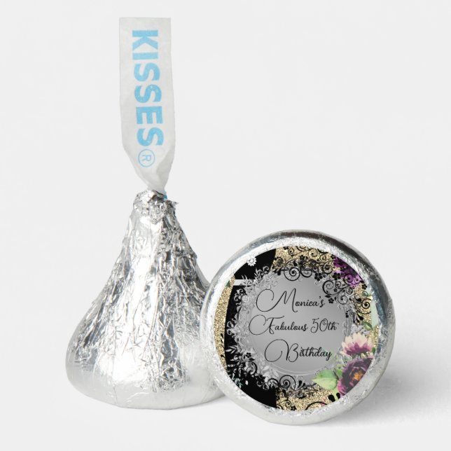 Chic Elegant Fabulous 50th Birthday Customized Hershey®'s Kisses® (Front)