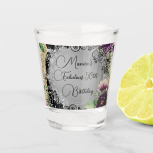 Chic Elegant Fabulous 50th Birthday Customized Shot Glass