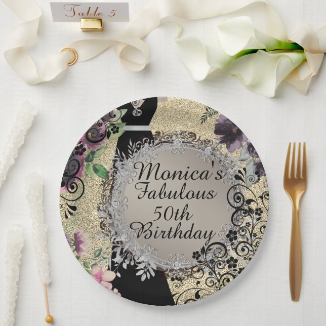 Chic Elegant Fabulous 50th Birthday      Paper Plates (Wedding)
