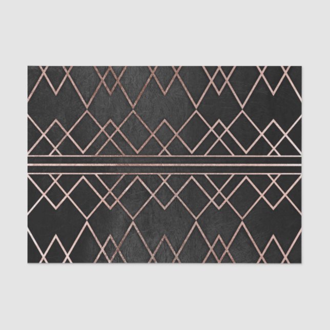 Chic & Elegant Faux Rose Gold Geometric Triangles Tissue Paper (Front)