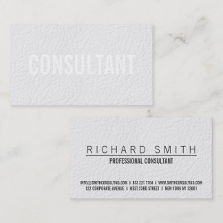 Chic elegant faux white leather plain professional business card