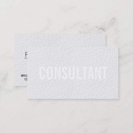 Chic Elegant Faux White Leather Plain Professional Business Card
