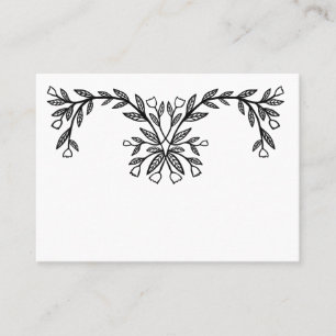 Chic Elegant Floral Frame Botanical Custom B&W Place Card
