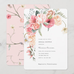 Chic elegant floral garden romantic watercolor invitation