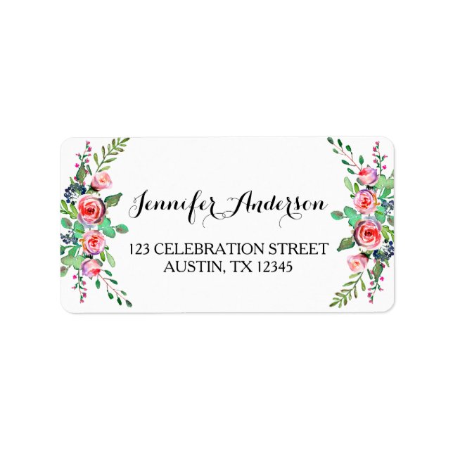 Chic Elegant Floral Rose Wedding RSVP Label (Front)