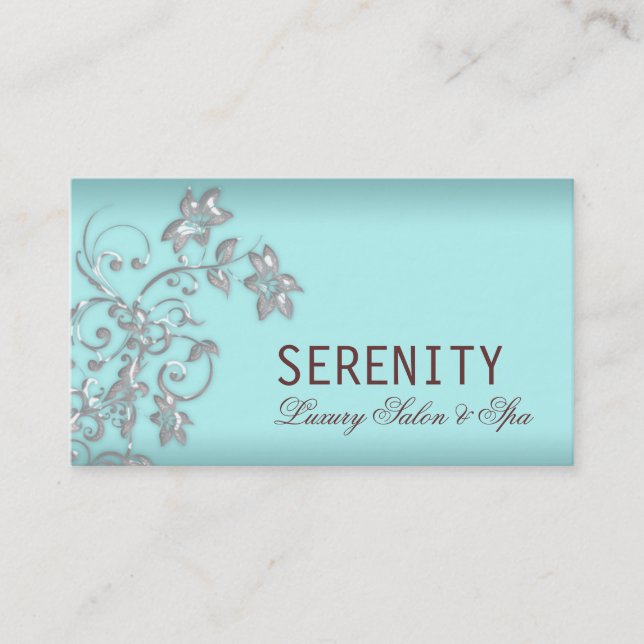Chic Elegant Floral Swirls Spa Card (Front)