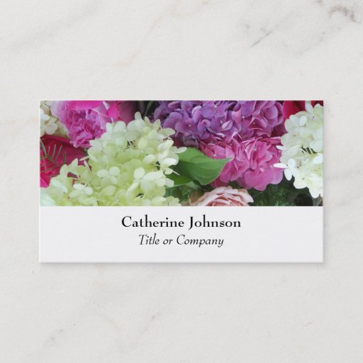 Customizable Pretty Elegant Flowers Florist Professional Whtie Business Card Template