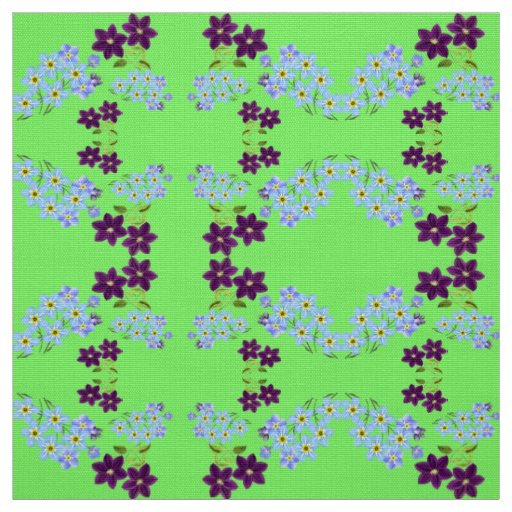 Chic Elegant Forget-Me-Not Floral Green Pattern Fabric