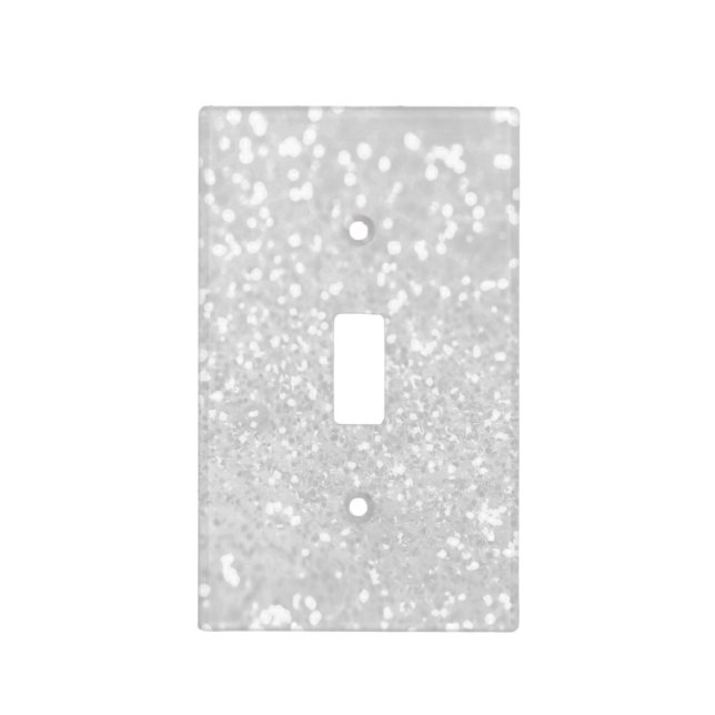 chic elegant glamour White Faux Glitter Light Switch Cover (Front)