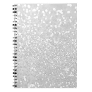 chic elegant glamour White Faux Glitter Notebook