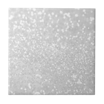 Chic Elegant Glamour White Faux Glitter Tile by pink_water at Zazzle