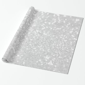 Chic Elegant Glamour White Faux Glitter Wrapping Paper by pink_water at Zazzle