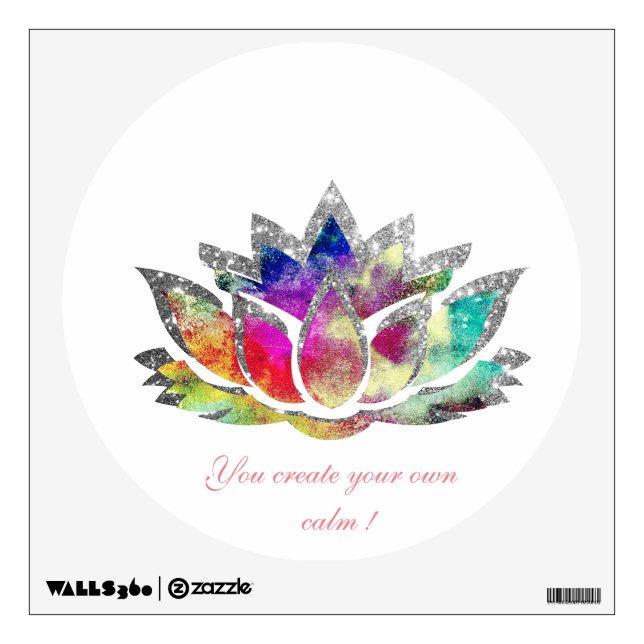 Chic Elegant Glitter Lotus,Motivational Message    Wall Decal (Front)