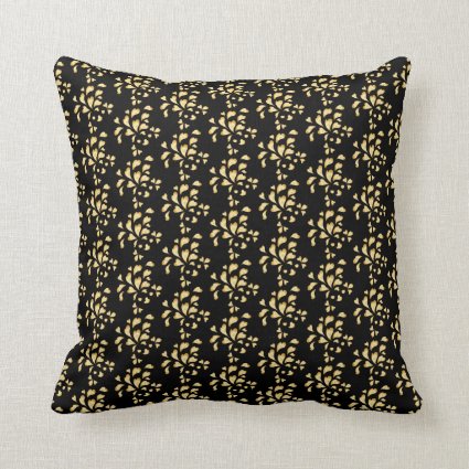 Chic Elegant Gold and Black Heart Pattern Throw Pillow