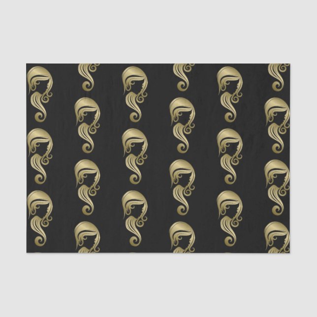 Chic Elegant Gold Beauty Girl Hair & Makeup Salon Tissue Paper (Front)