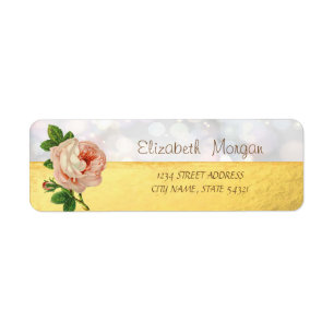 Chic Elegant,Gold,Bokeh Flower   Address Label