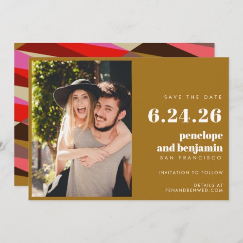 Chic Elegant Gold Bold Geometric Photo Wedding Save The Date