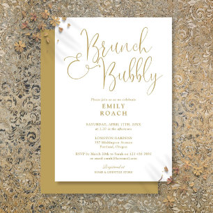 Chic Elegant Gold Brunch And Bubbly Bridal Shower Invitation