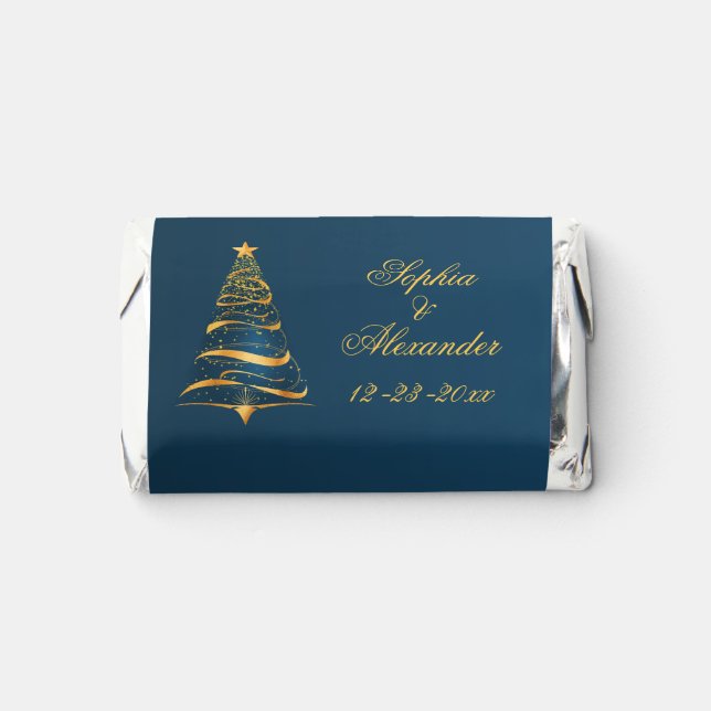 Chic elegant Gold Christmas Tree Thank You Wedding Hershey's Miniatures (Front)